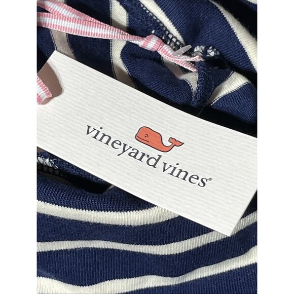 Vineyard Vines Girls Large 14 Funnel Neck Stripe Knit Dress Blue White Cotton - Picture 12 of 16